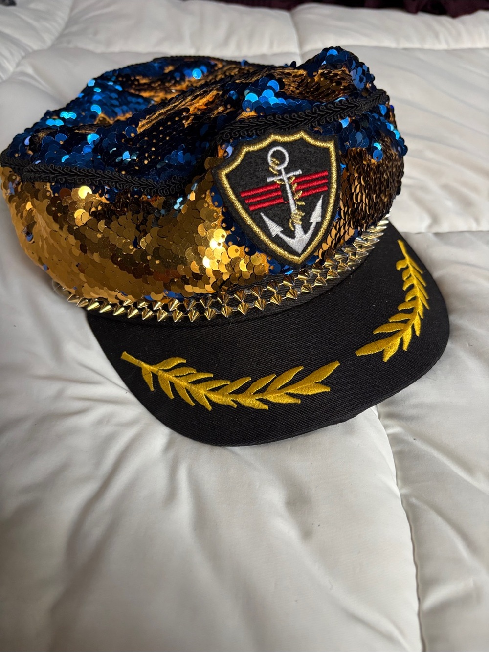 Gold Sequin Adjustable Snapback Hat - Unbranded